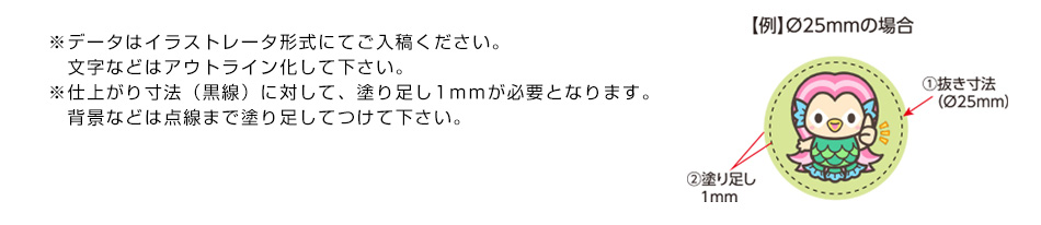 ※データはイラストレータ形式にてご入稿ください。文字などはアウトライン化して下さい。※仕上がり寸法（黒線）に対して、塗り足し1ｍｍが必要となります。背景などは点線まで塗り足してつけて下さい。